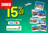 Get​ an​ exclusive​ 15%​ instant​ discount​ on​ EVA​ Air’s​ popular​ routes​ with​ ABA​ cards